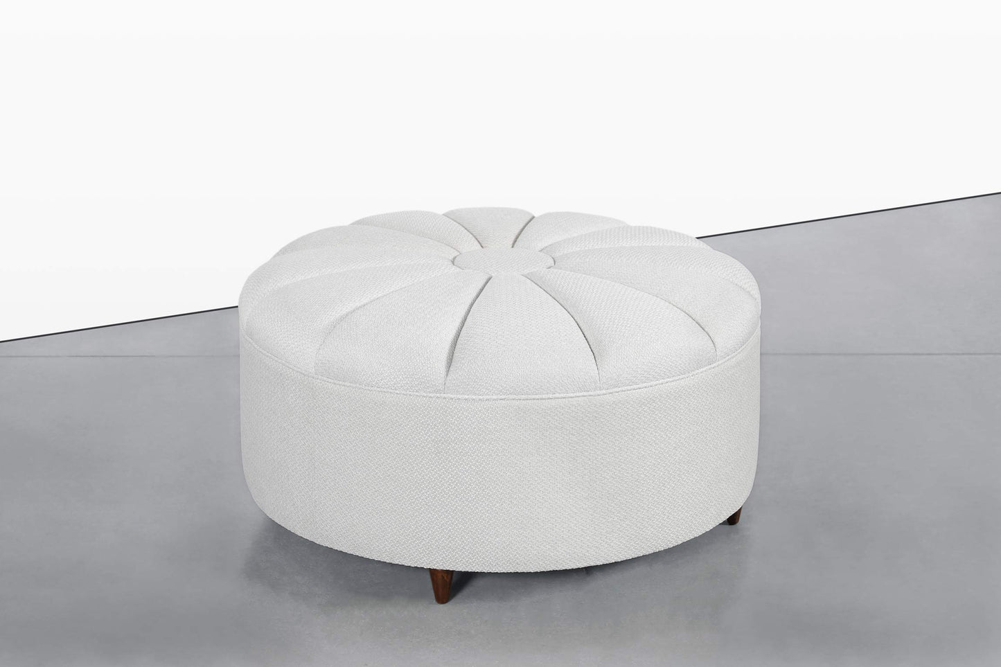 Mid-Century Modern Round Sunburst Ottoman