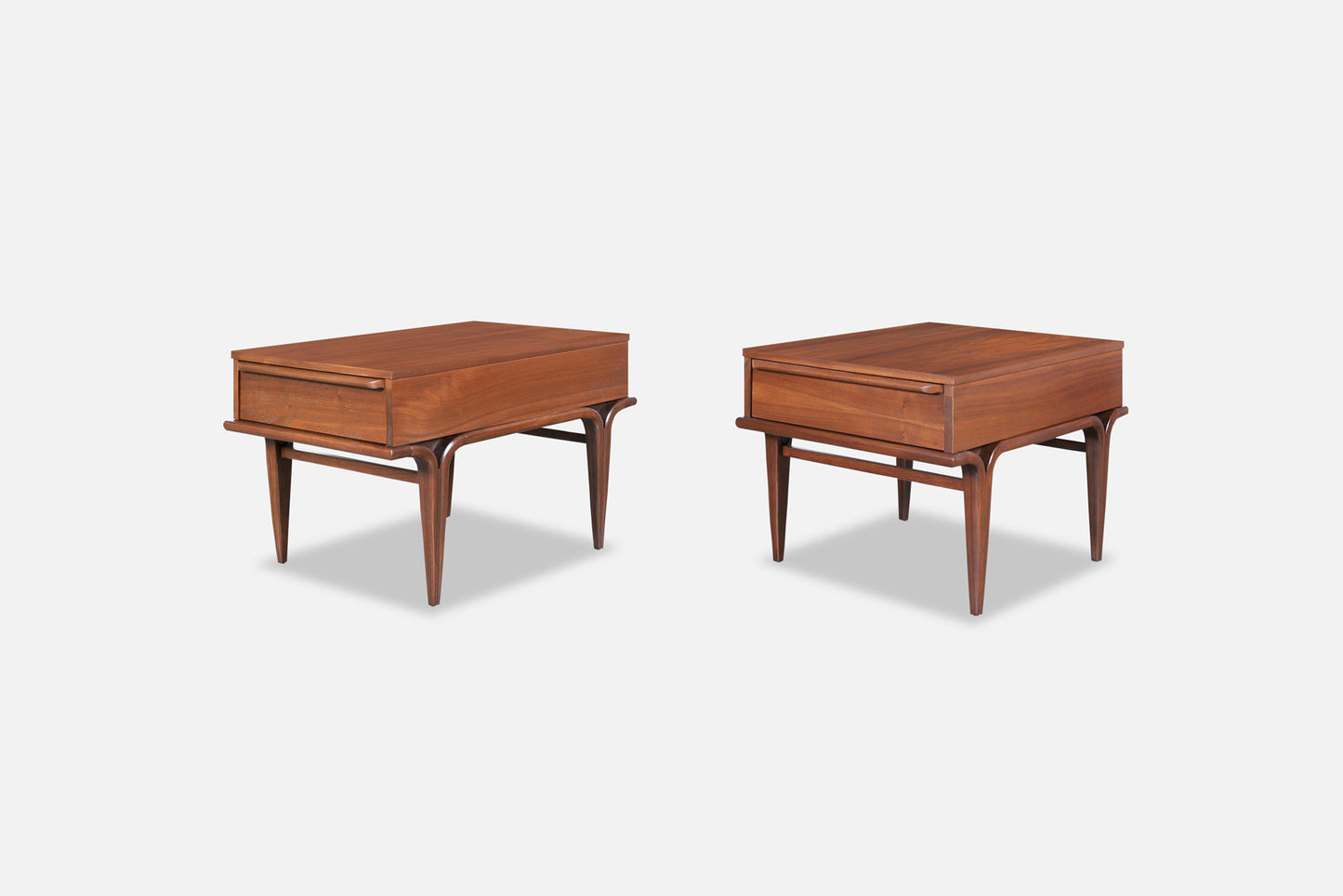Mid-Century Modern Sculptural Walnut Side Tables/Nightstands