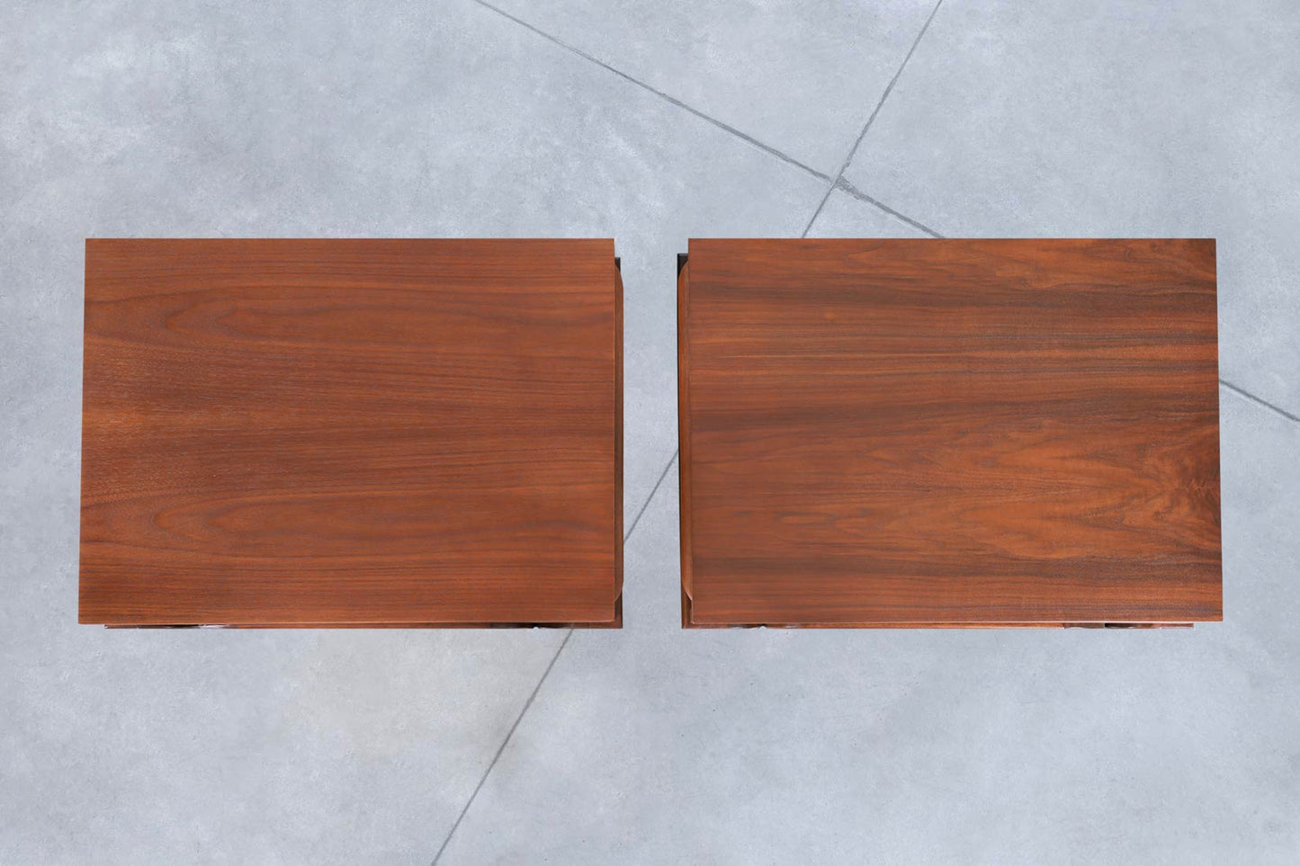 Mid-Century Modern Sculptural Walnut Side Tables/Nightstands