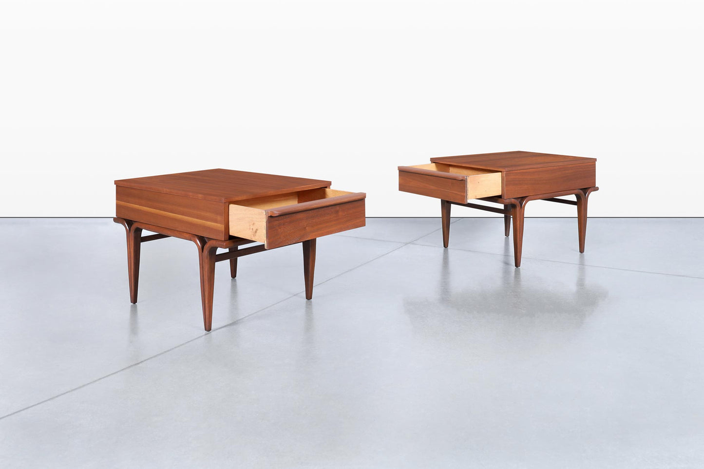 Mid-Century Modern Sculptural Walnut Side Tables/Nightstands