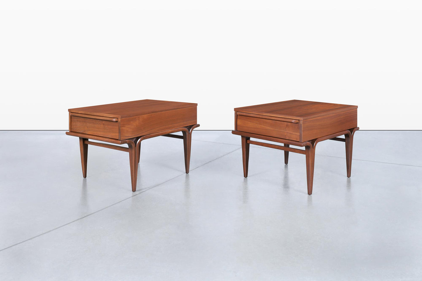 Mid-Century Modern Sculptural Walnut Side Tables/Nightstands