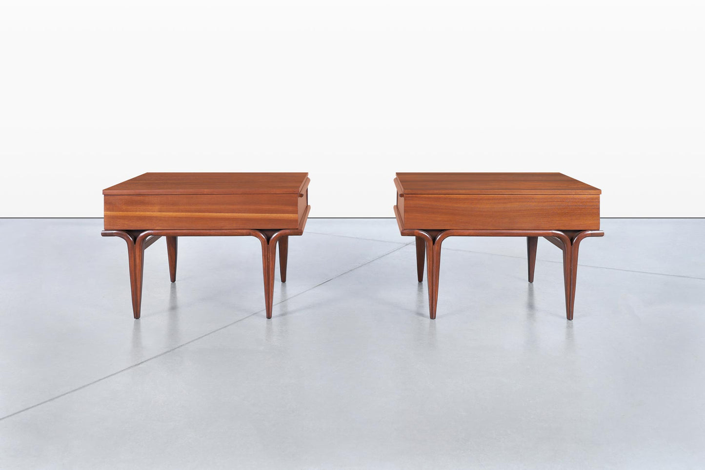 Mid-Century Modern Sculptural Walnut Side Tables/Nightstands