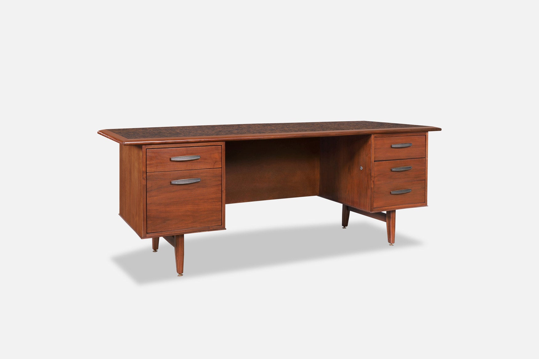 Mid-Century Modern Walnut Executive Desk Attributed to Monteverdi