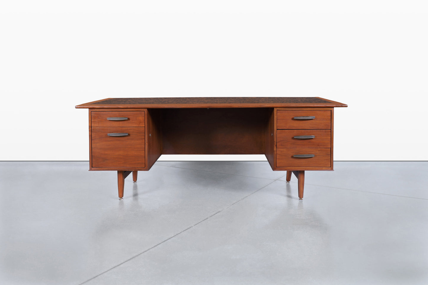 Mid-Century Modern Walnut Executive Desk Attributed to Monteverdi Young