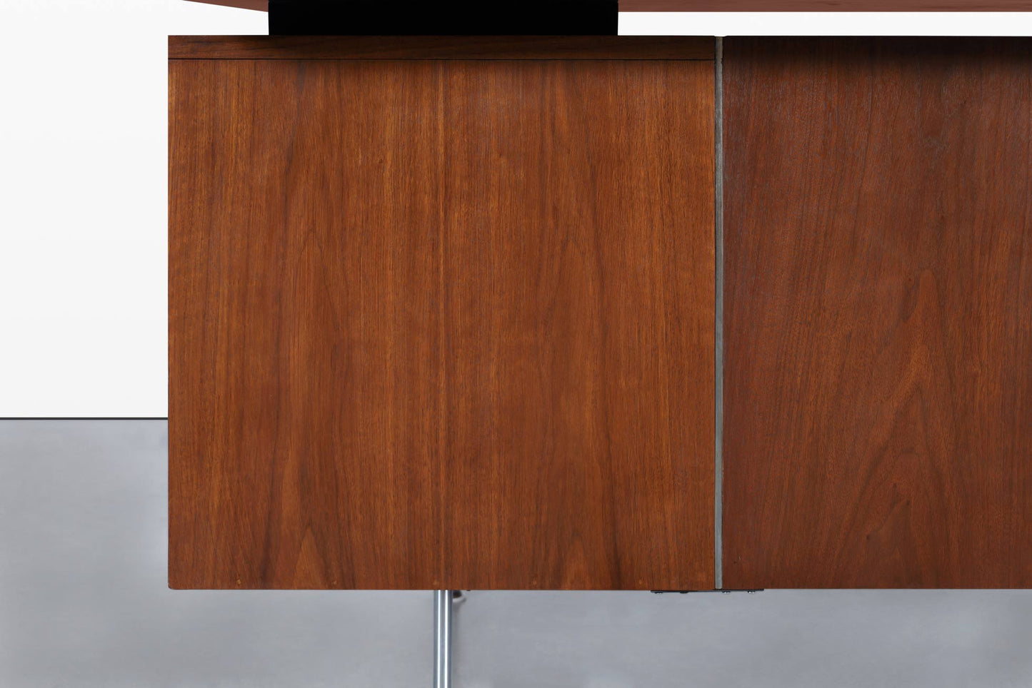 Mid-Century Modern Walnut Executive Desk Styled After Florence Knoll