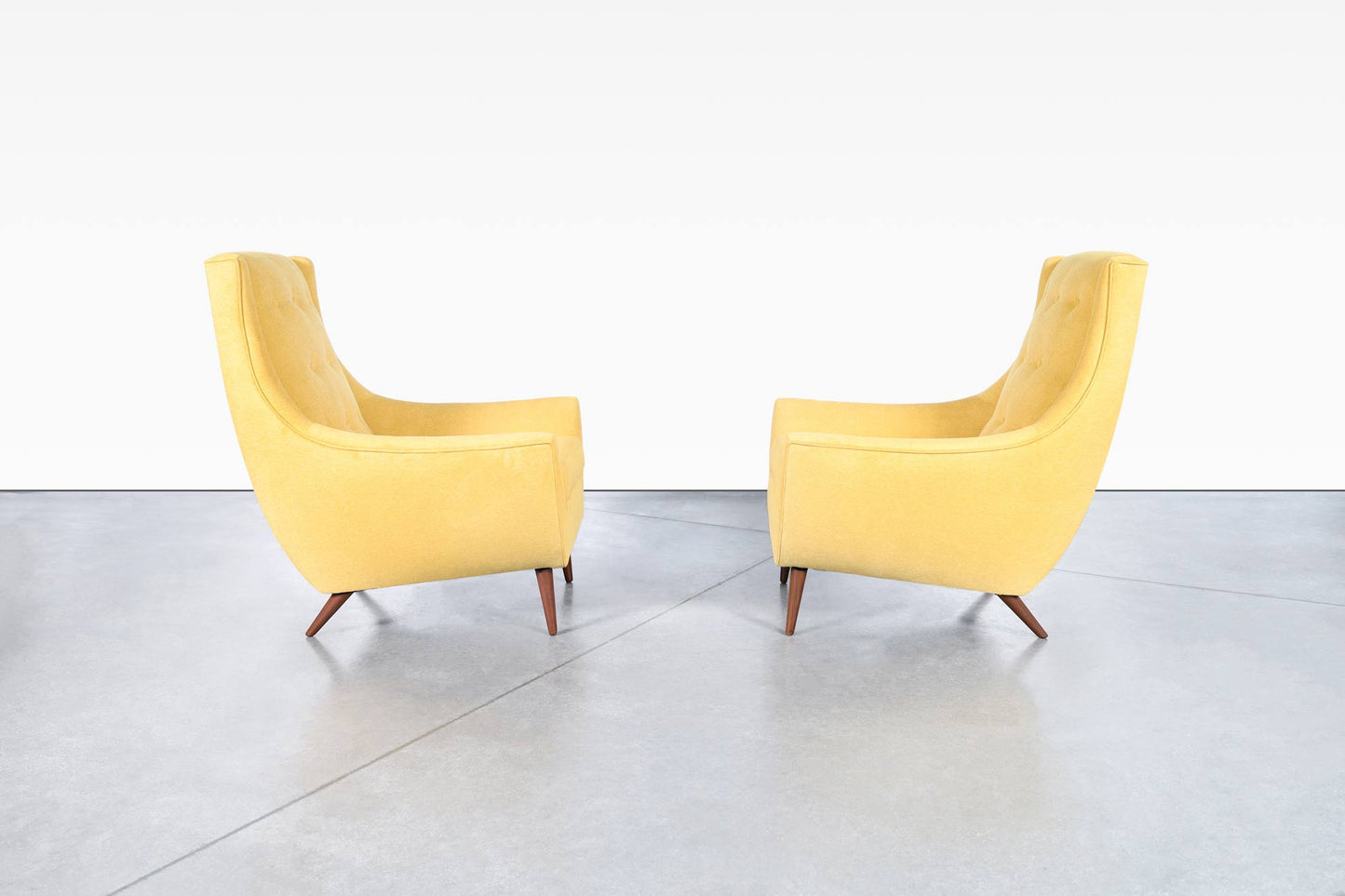 Mid-Century Modern Walnut High-Back Lounge Chairs