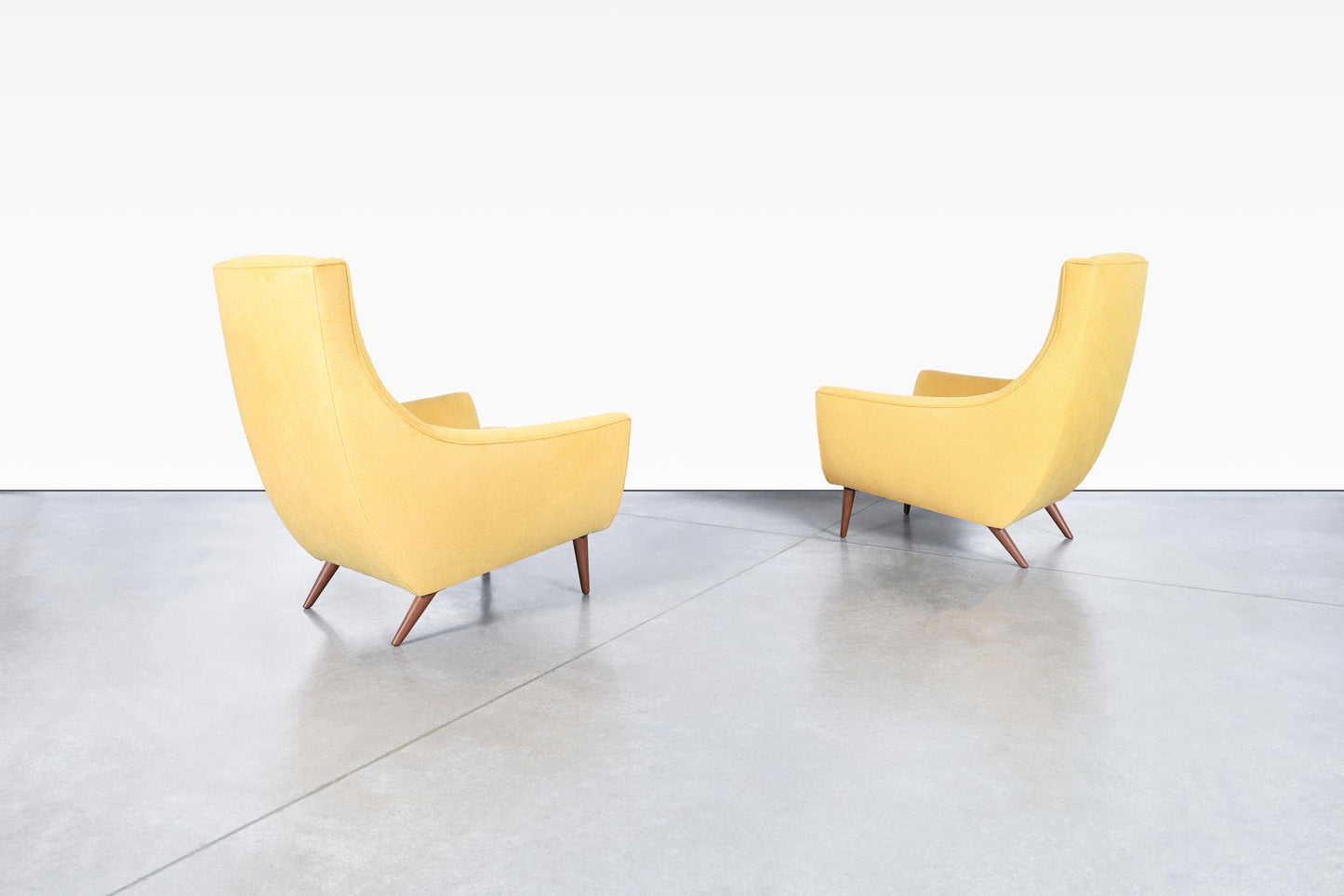 Mid-Century Modern Walnut High-Back Lounge Chairs