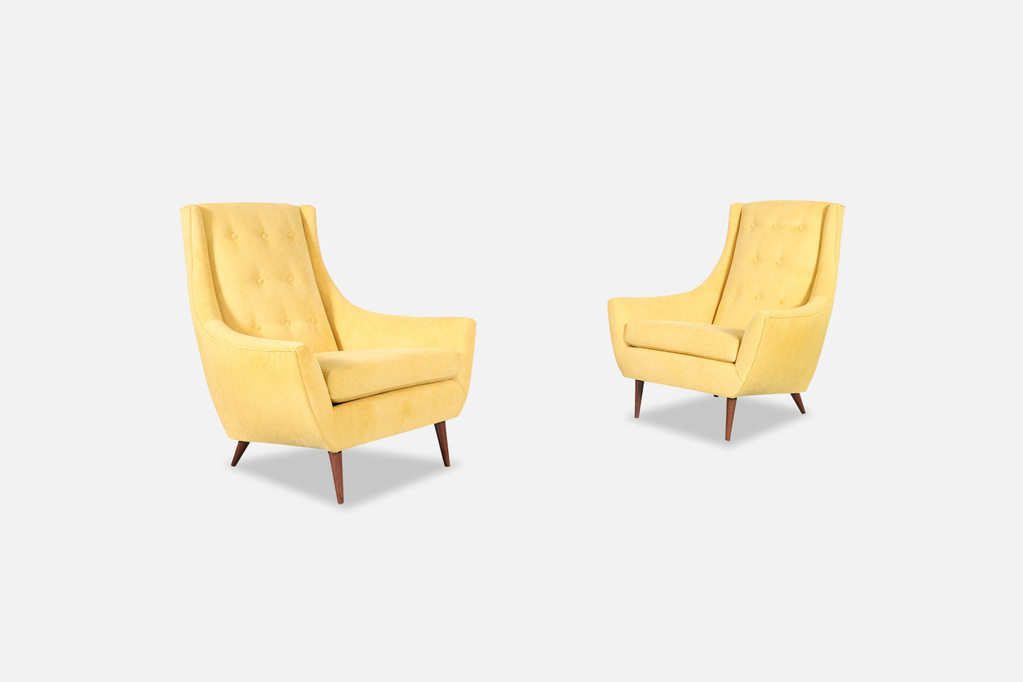 Mid-Century Modern Walnut High-Back Lounge Chairs