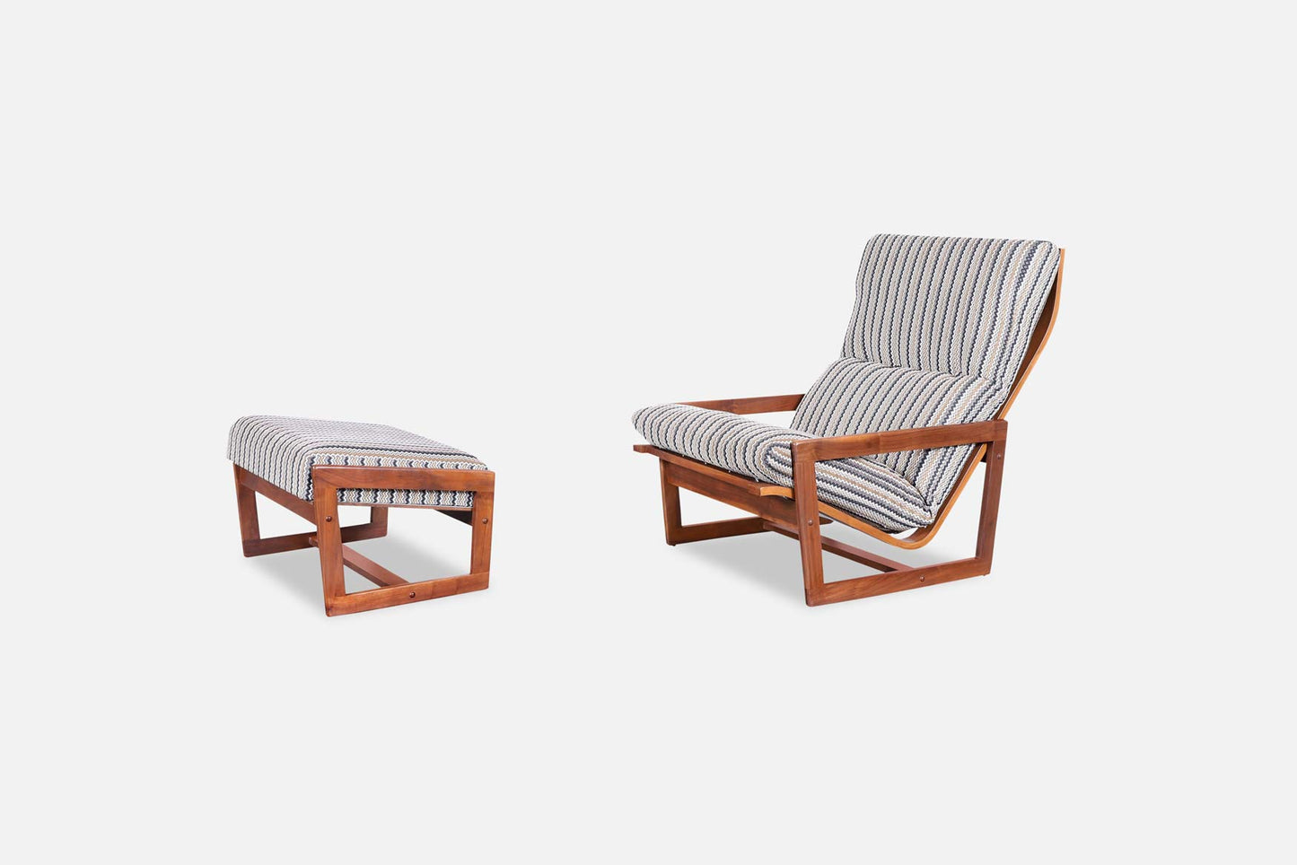 Mid-Century Modern Walnut Lounge Chair and Ottoman