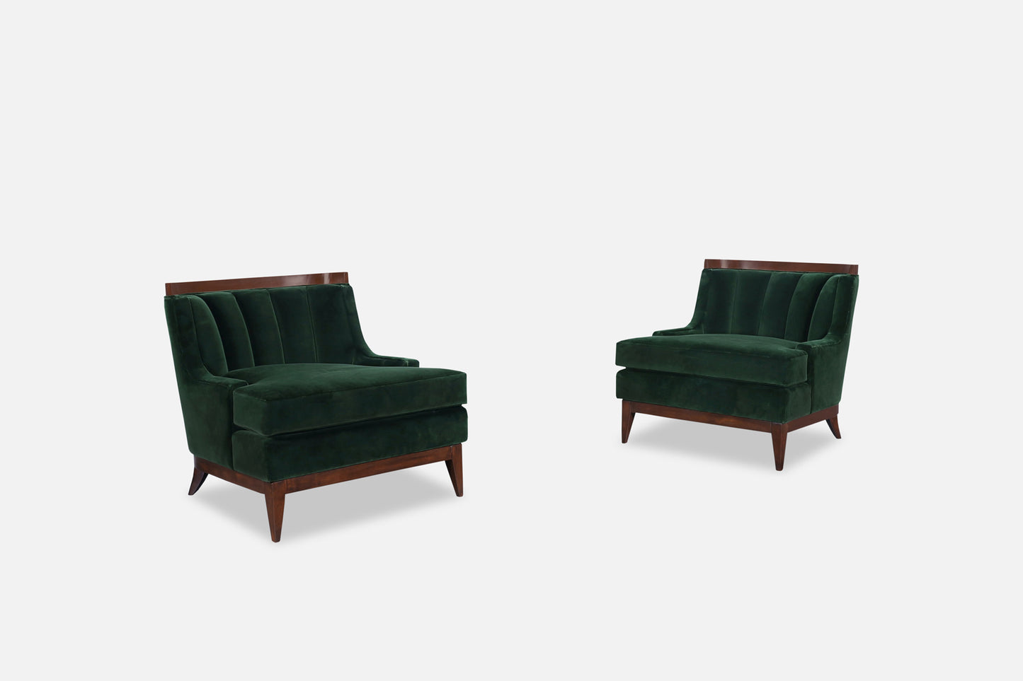 Mid-Century Modern Walnut Lounge Chairs Styled After Erwin Lambeth