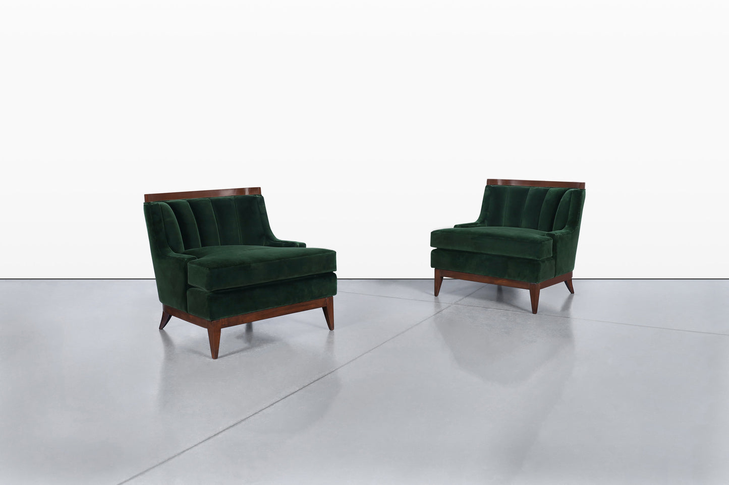 Mid-Century Modern Walnut Lounge Chairs Styled After Erwin Lambeth