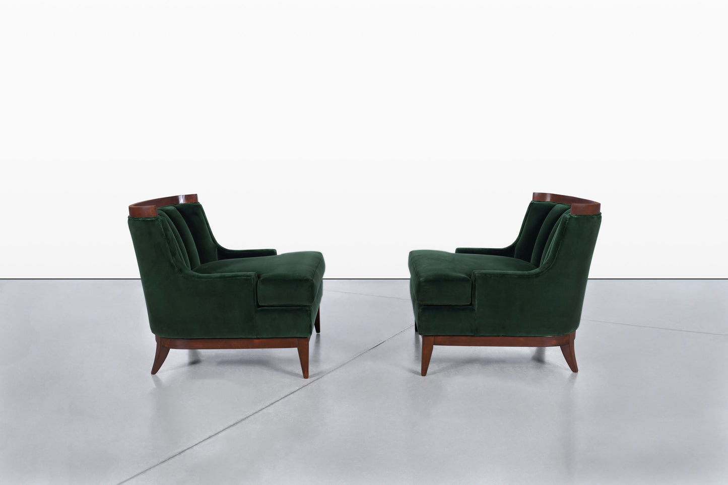 Mid-Century Modern Walnut Lounge Chairs Styled After Erwin Lambeth