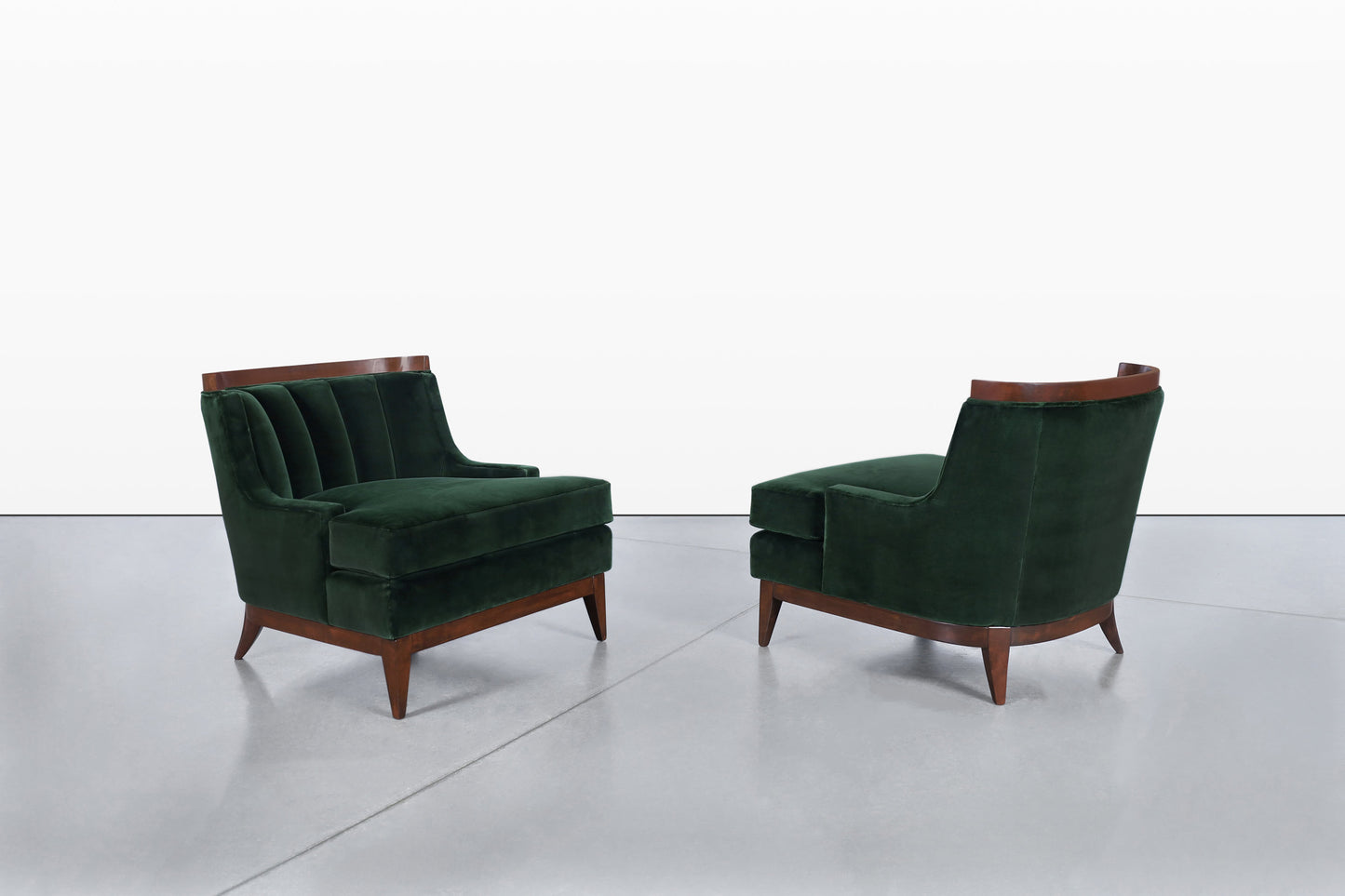 Mid-Century Modern Walnut Lounge Chairs Styled After Erwin Lambeth