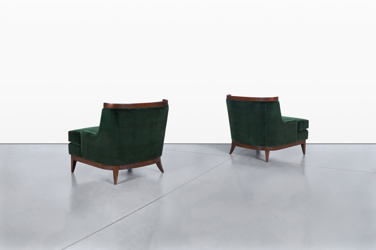 Mid-Century Modern Walnut Lounge Chairs Styled After Erwin Lambeth