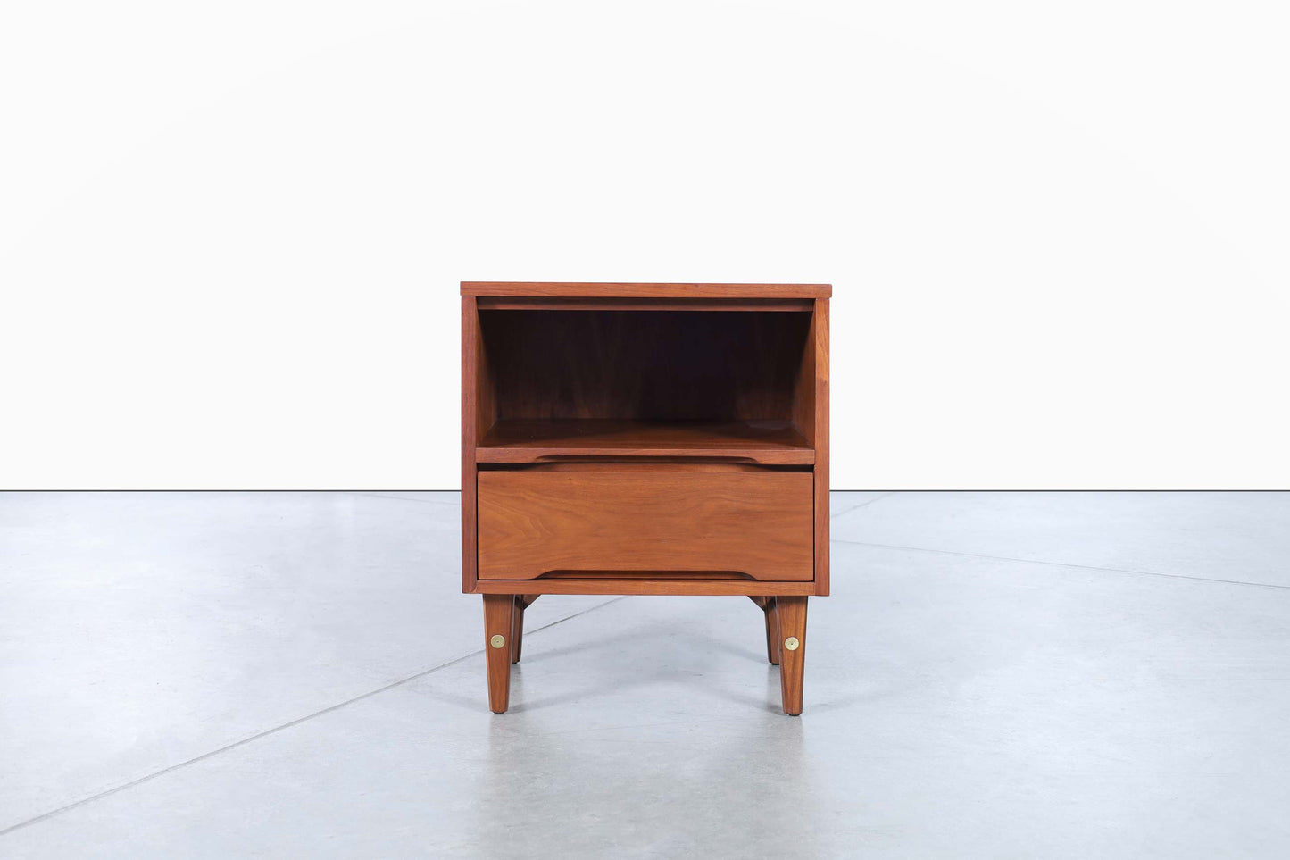 Mid-Century Modern Walnut Nightstands by Stanley