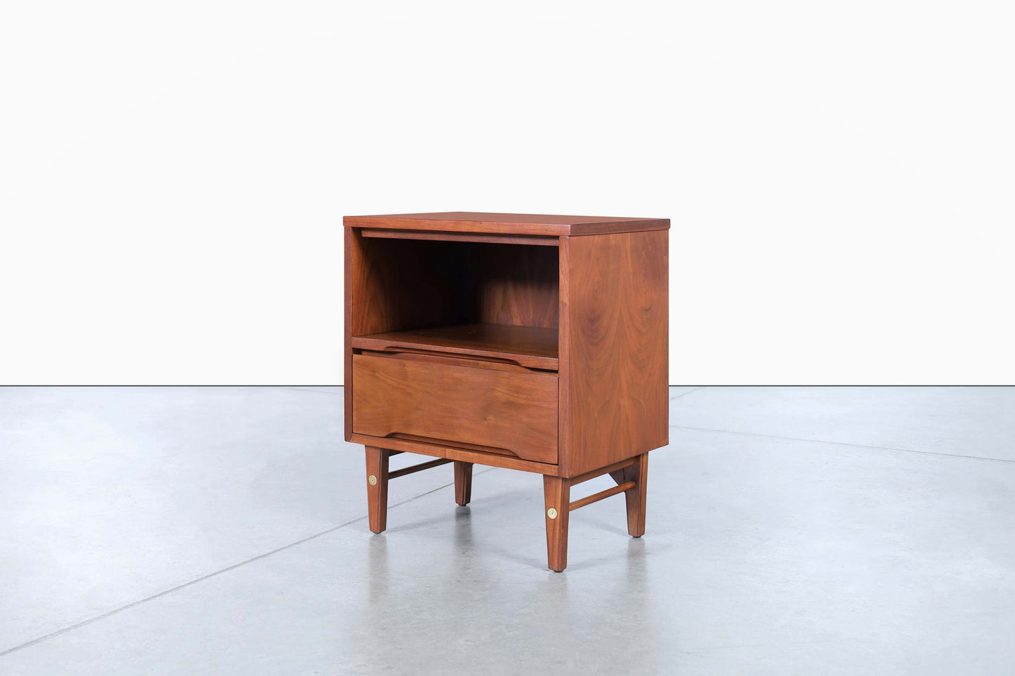 Mid-Century Modern Walnut Nightstands by Stanley