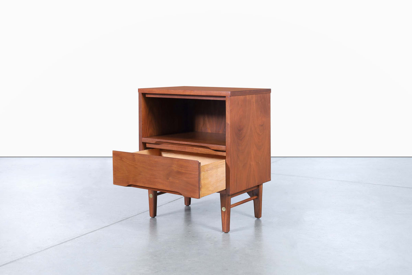 Mid-Century Modern Walnut Nightstands by Stanley