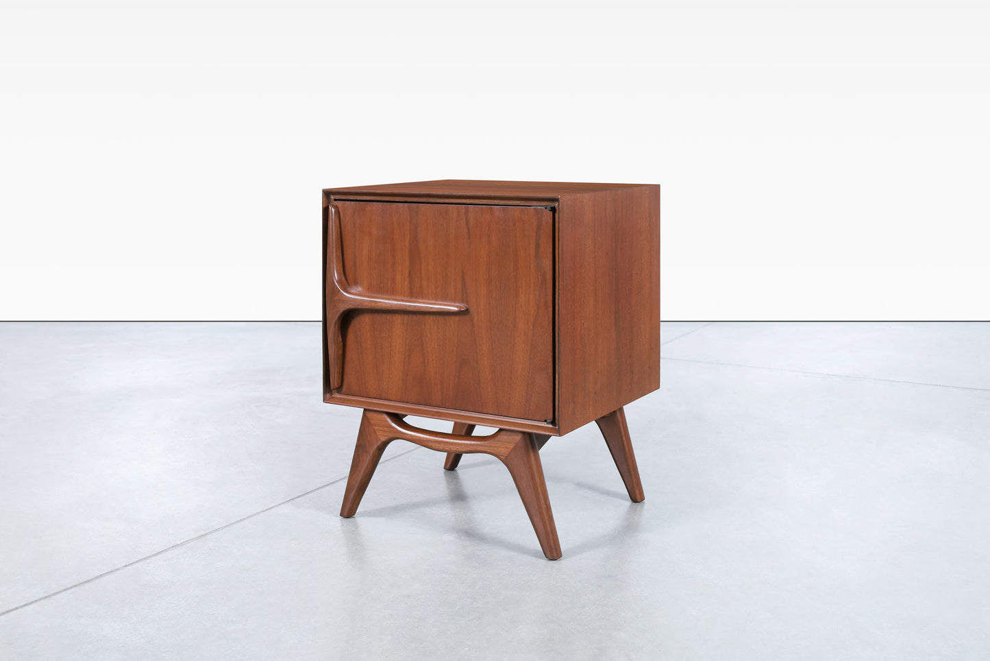 Mid-Century Modern Walnut Sculptural Nightstands