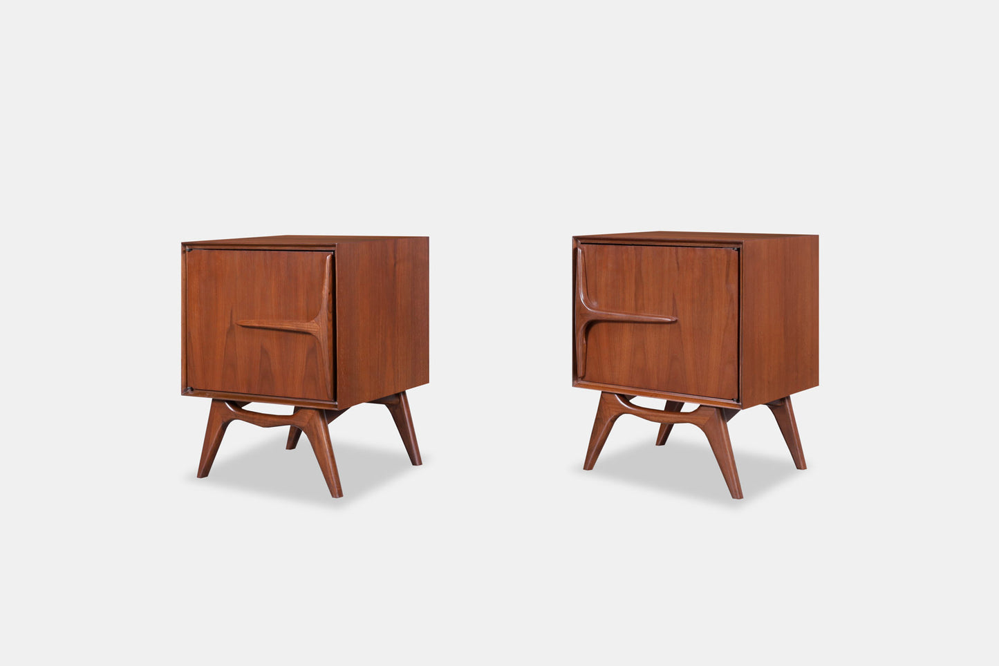Mid-Century Modern Walnut Sculptural Nightstands