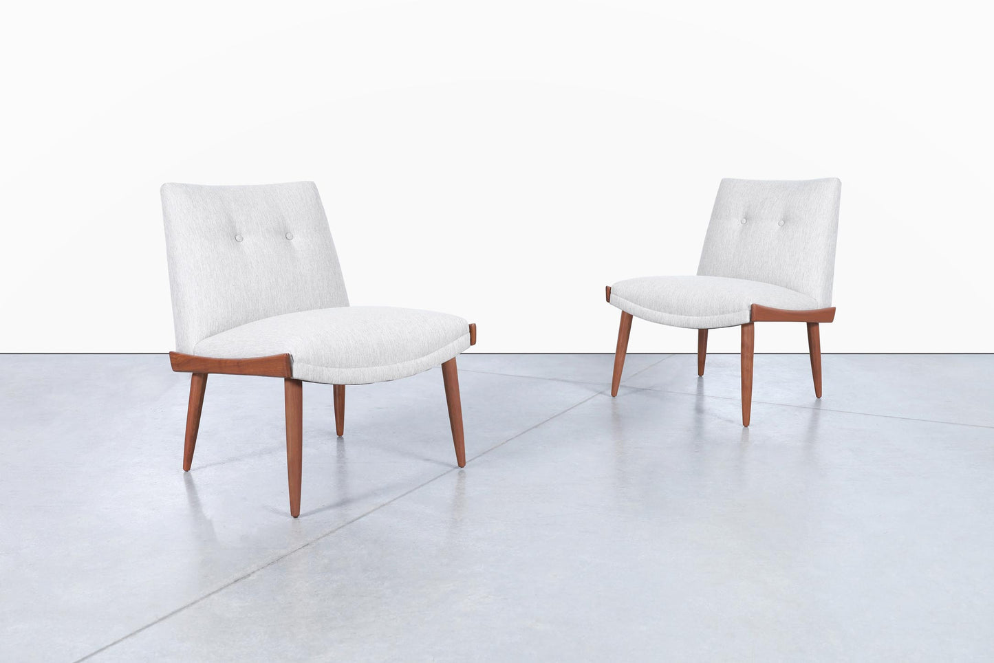 Mid-Century Modern Walnut Slipper Chairs by Kroehler