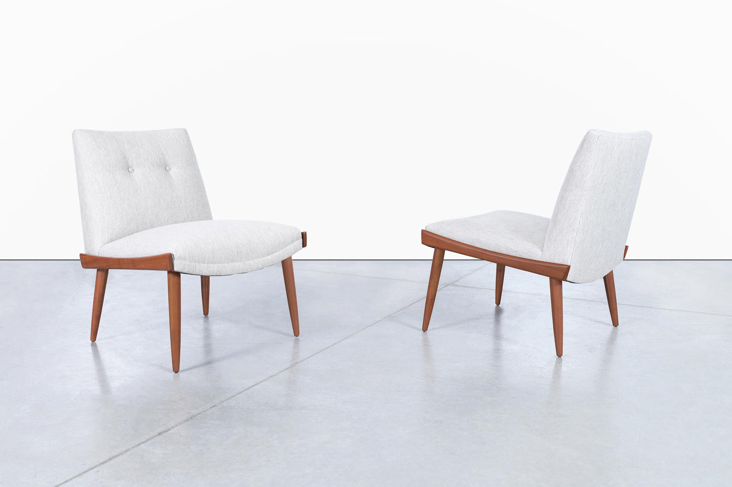 Mid-Century Modern Walnut Slipper Chairs by Kroehler