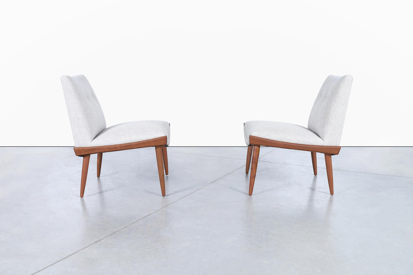 Mid-Century Modern Walnut Slipper Chairs by Kroehler