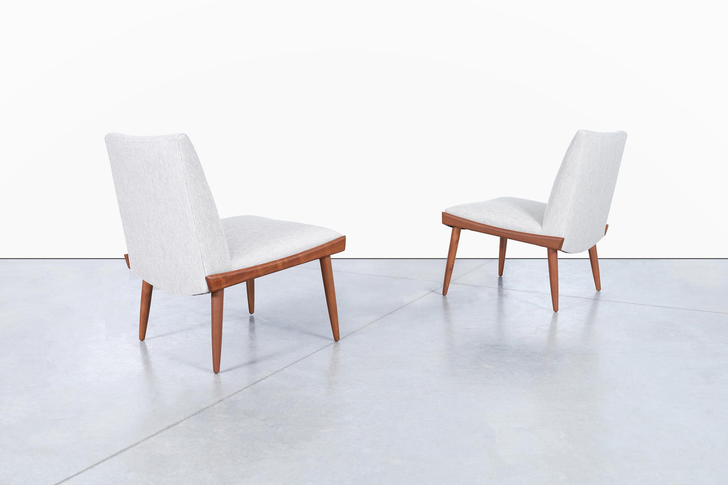Mid-Century Modern Walnut Slipper Chairs by Kroehler