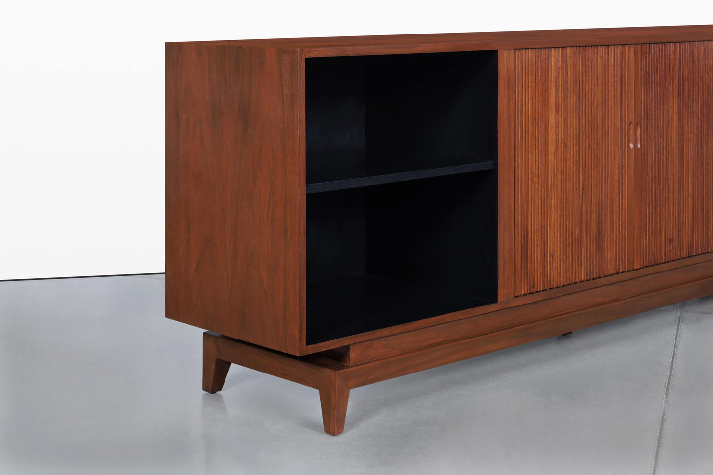Mid-Century Modern Walnut Tambour Door Credenza