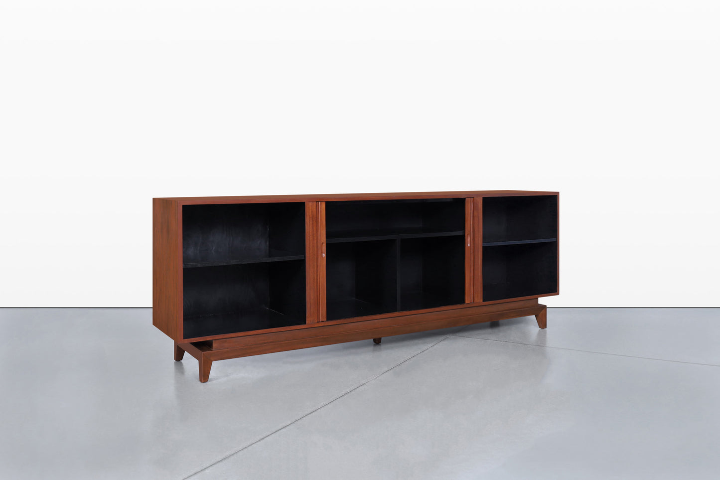 Mid-Century Modern Walnut Tambour Door Credenza