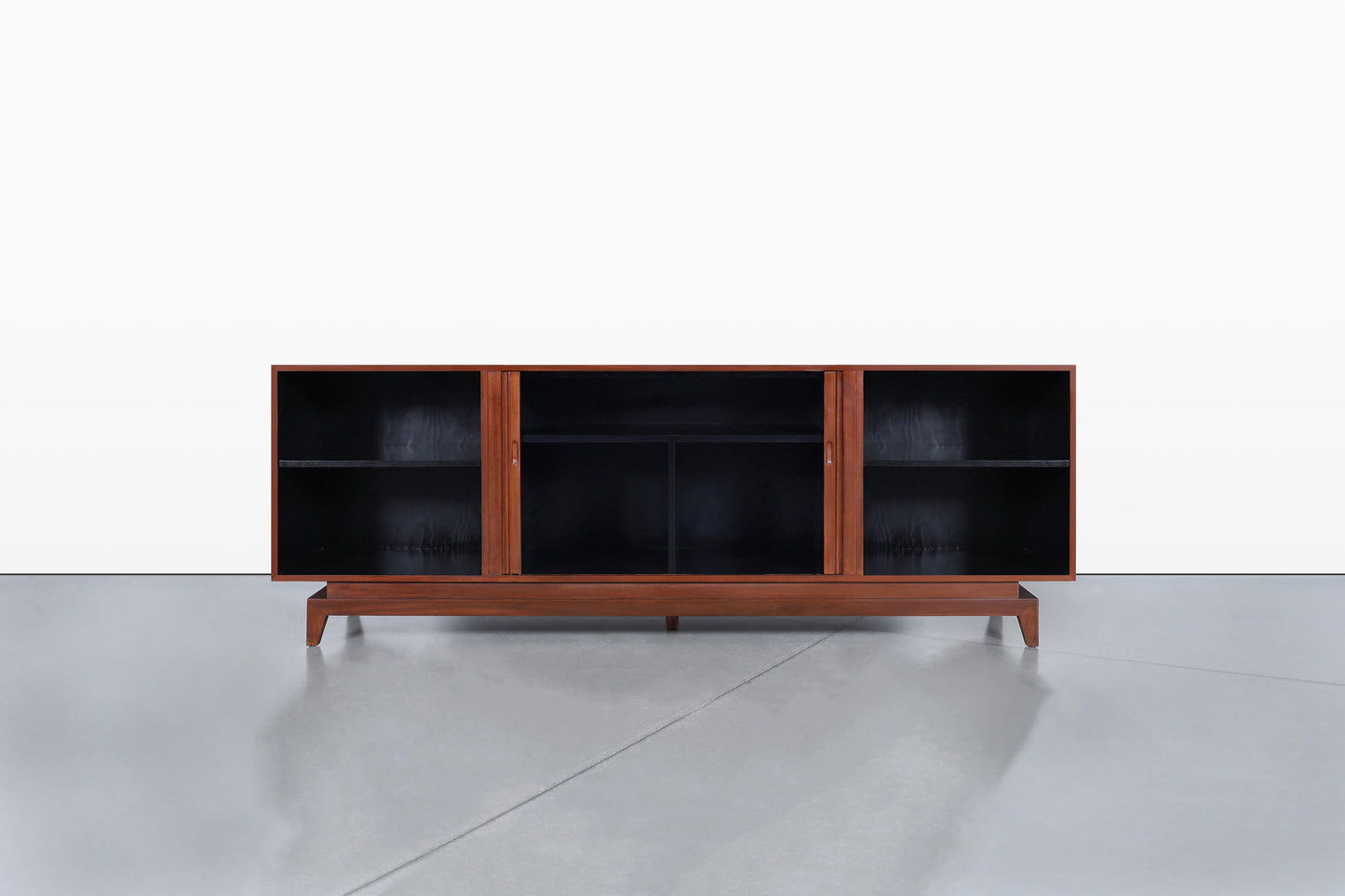 Mid-Century Modern Walnut Tambour Door Credenza