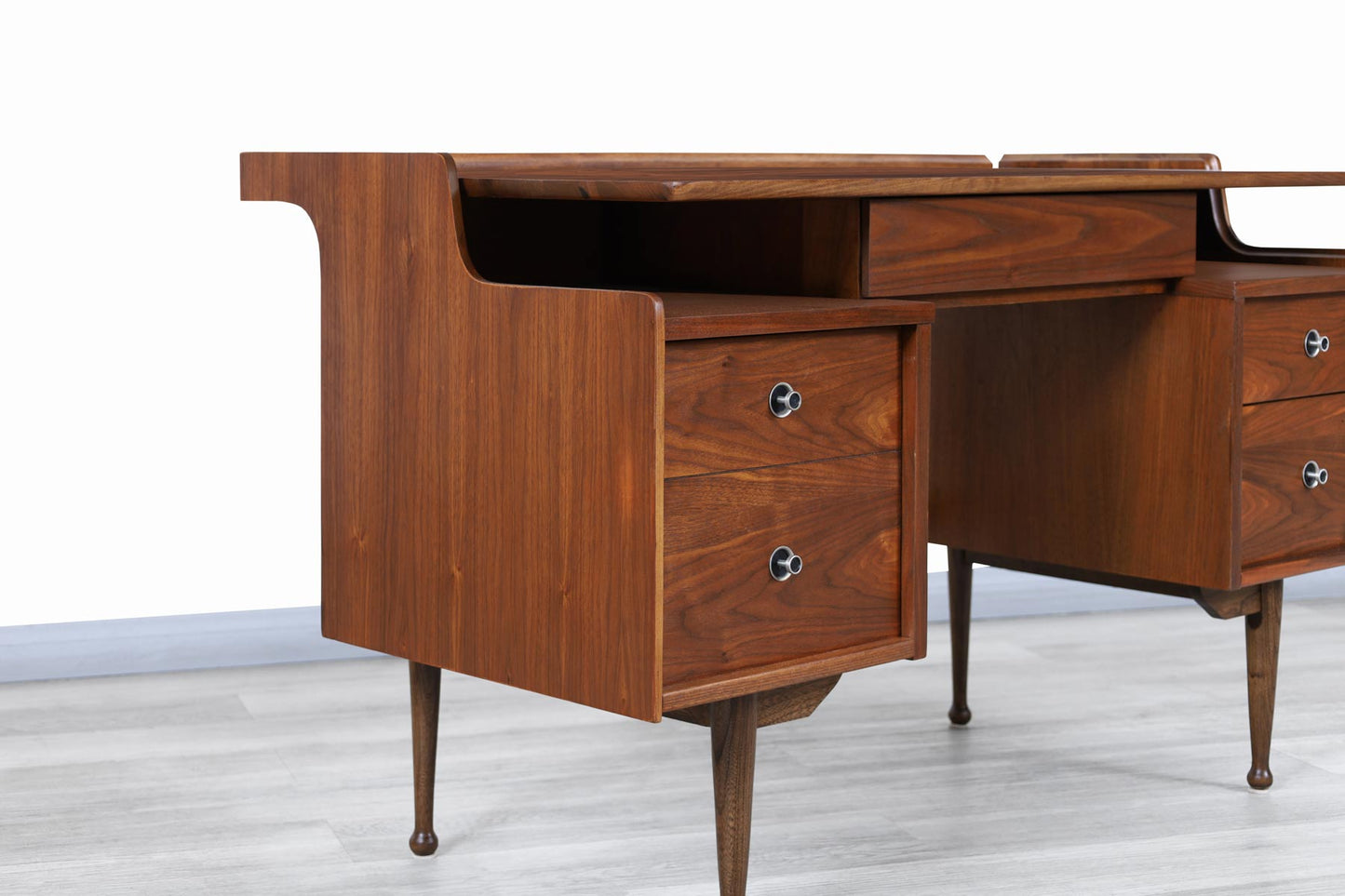 Mid-Century Modern Walnut "Mainline" Desk by Hooker