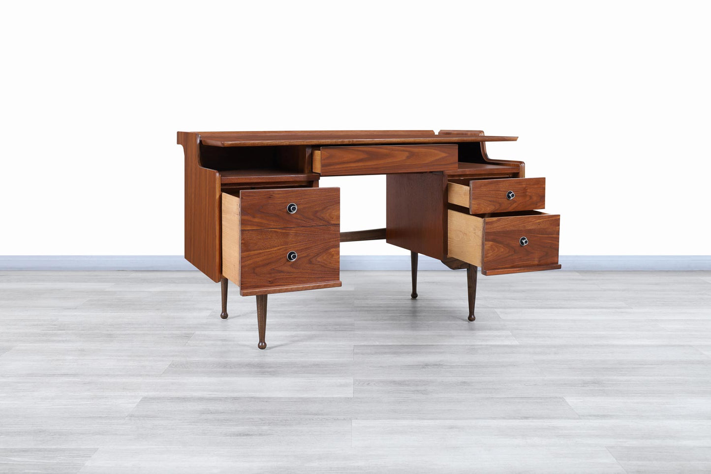 Mid-Century Modern Walnut "Mainline" Desk by Hooker