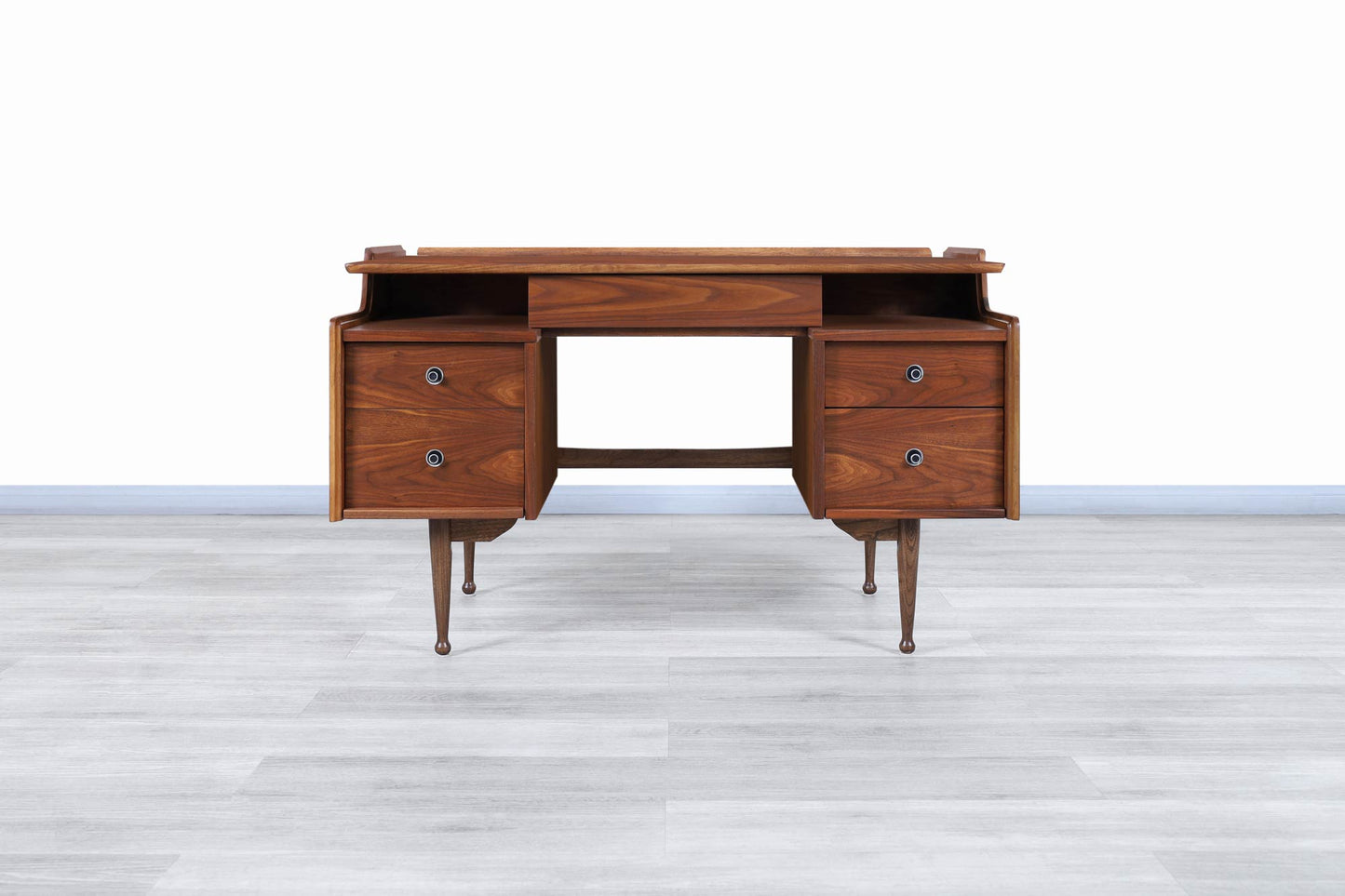 Mid-Century Modern Walnut "Mainline" Desk by Hooker