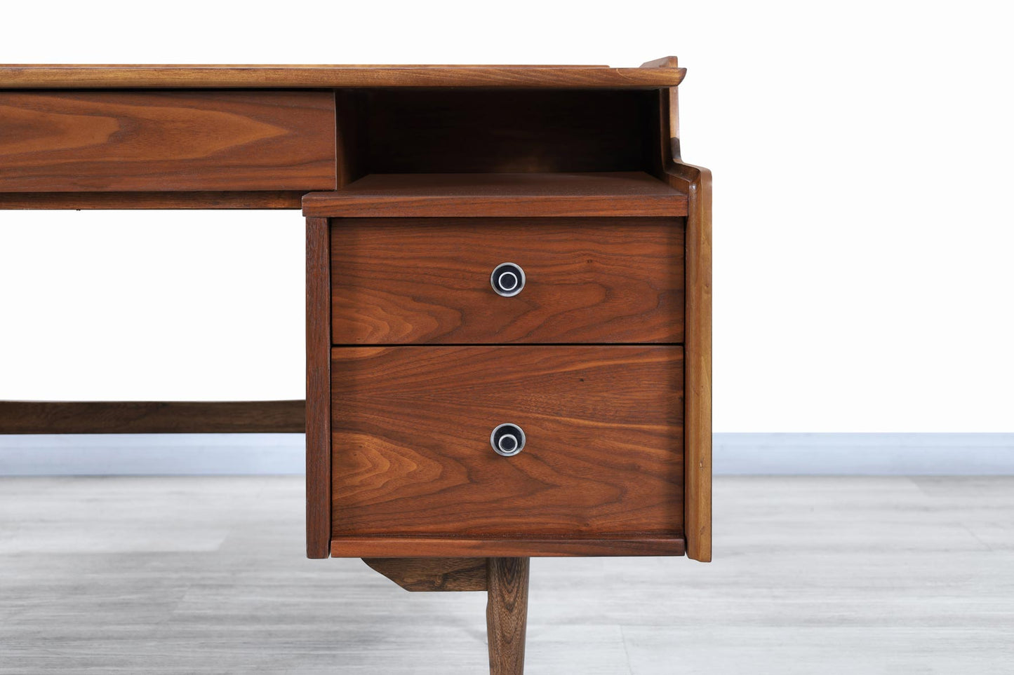 Mid-Century Modern Walnut "Mainline" Desk by Hooker