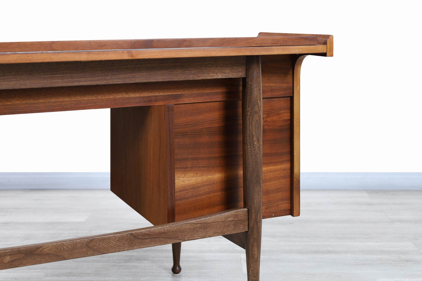 Mid-Century Modern Walnut "Mainline" Desk by Hooker