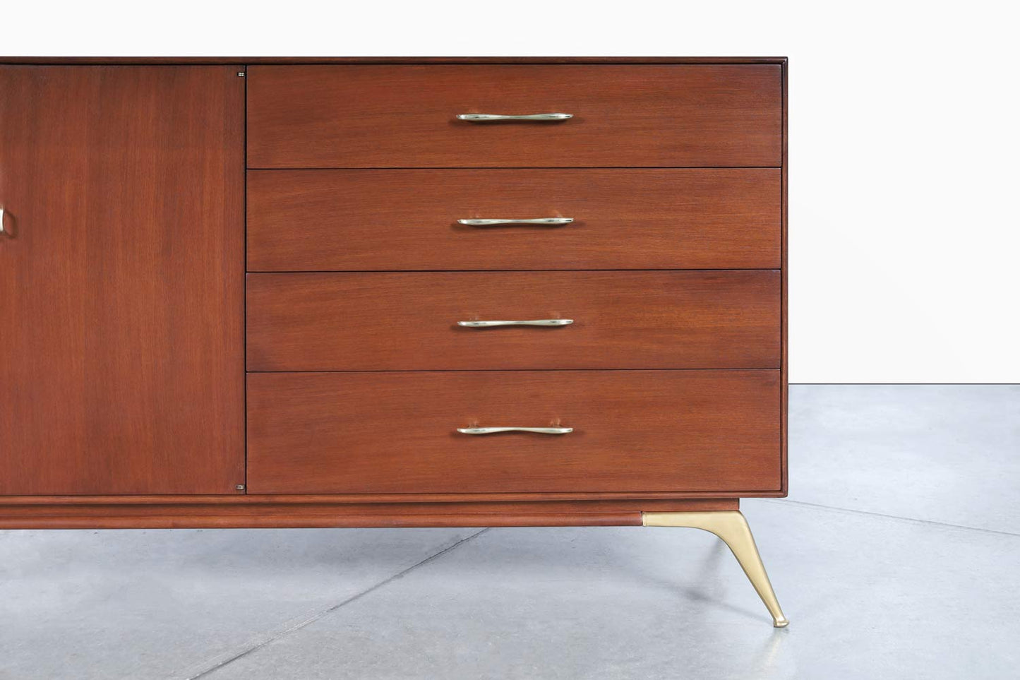 Mid-Century Modern Walnut and Brass Credenza by R-Way