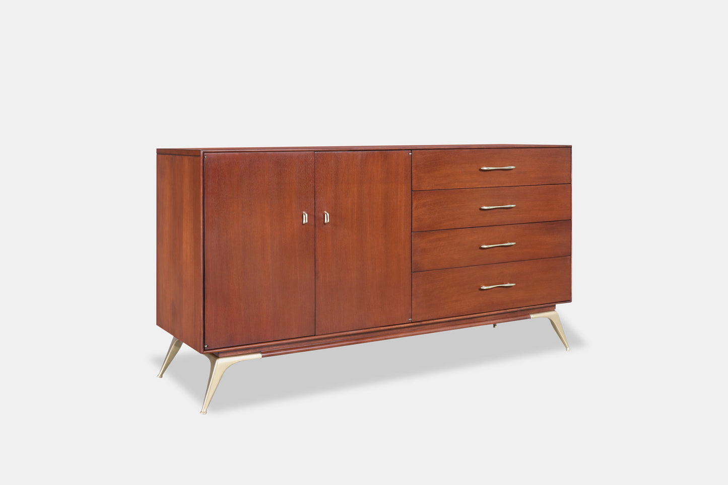 Mid-Century Modern Walnut and Brass Credenza by R-Way