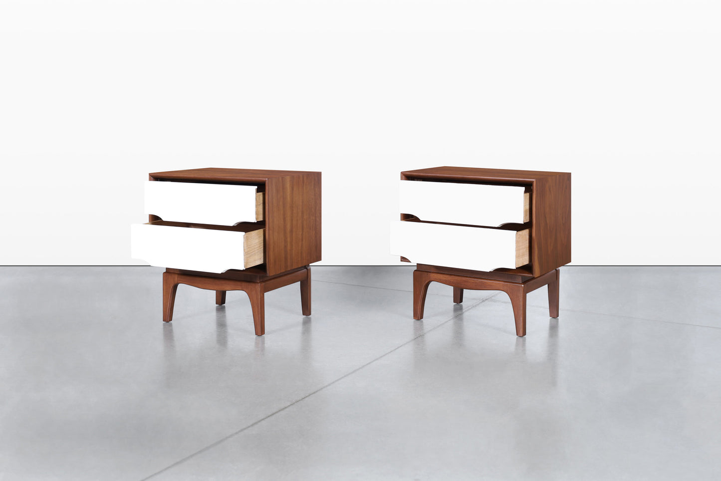 Mid-Century Modern Walnut and Lacquer Nightstands by Kent Coffey
