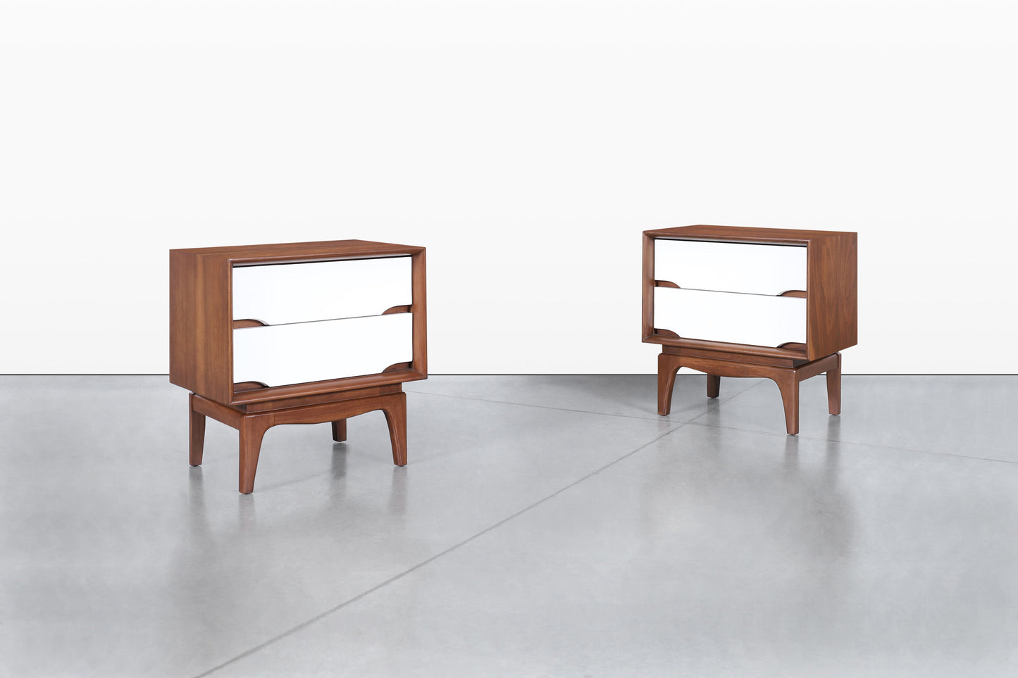 Mid-Century Modern Walnut and Lacquer Nightstands by Kent Coffey