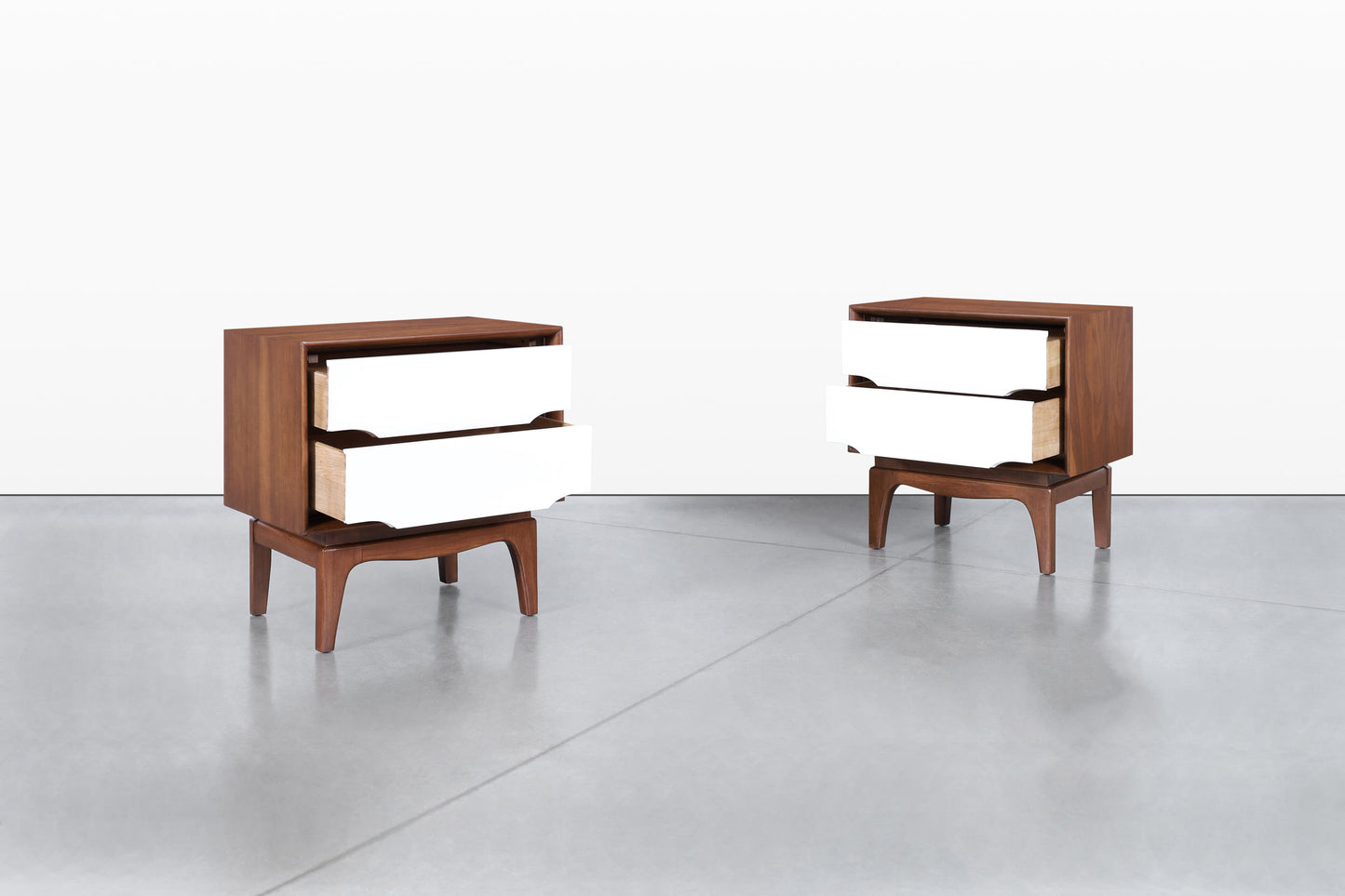 Mid-Century Modern Walnut and Lacquer Nightstands by Kent Coffey