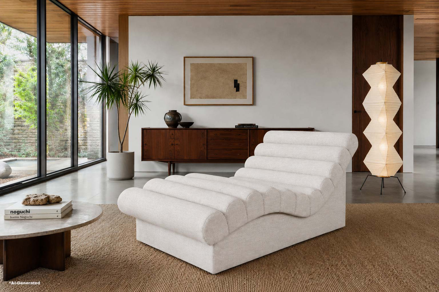 Mid-Century Modern “Wave” Chaise Lounge Styled After Adrian Pearsall