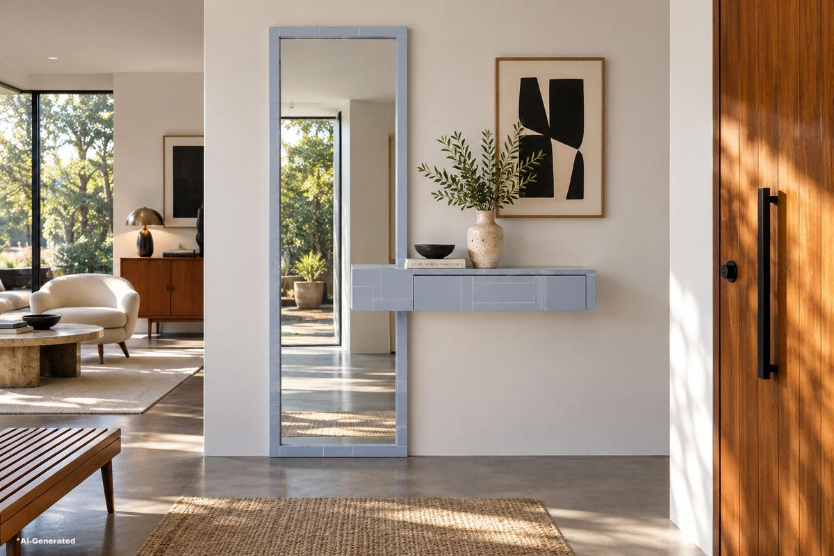 Mid-Century Paul Evans Cityscape Mirror with Console Table for Directional