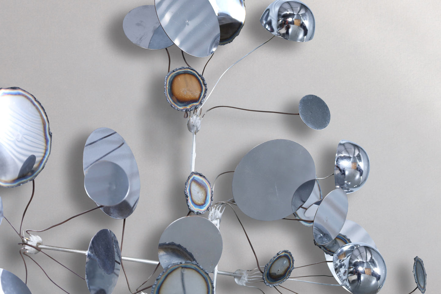 Mid-Century “Raindrops” Chrome Wall Sculpture by Curtis Jere, Signed