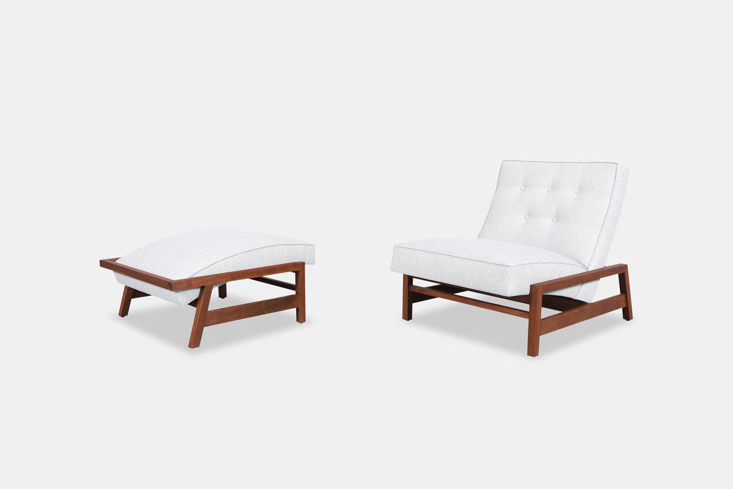 Mid-Century Walnut Lounge Chair and Ottoman Styled After Tobia Scarpa