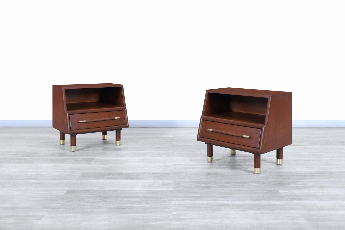 Mid-Century Walnut Nightstands by John Keal for Brown Saltman