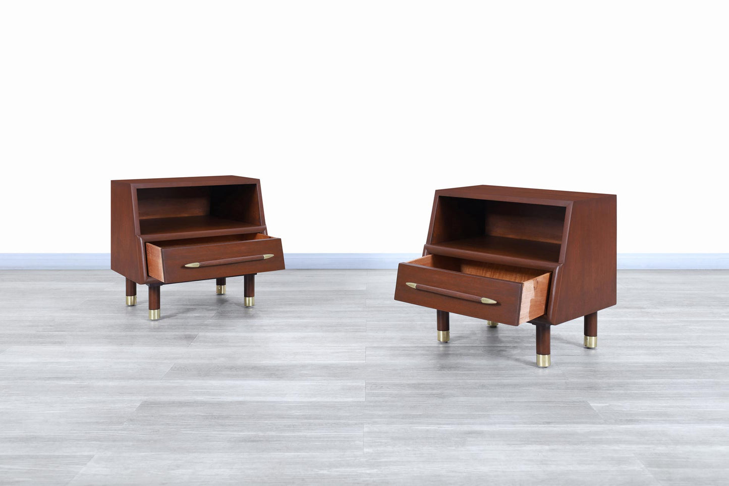 Mid-Century Walnut Nightstands by John Keal for Brown Saltman