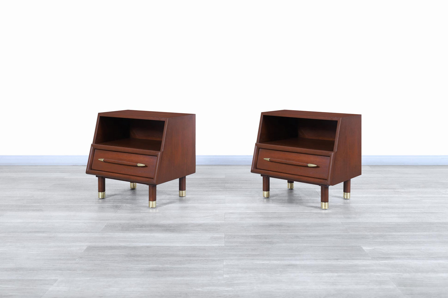 Mid-Century Walnut Nightstands by John Keal for Brown Saltman