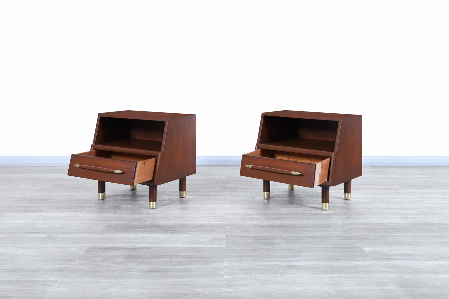 Mid-Century Walnut Nightstands by John Keal for Brown Saltman