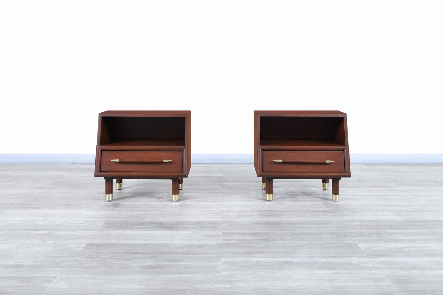 Mid-Century Walnut Nightstands by John Keal for Brown Saltman