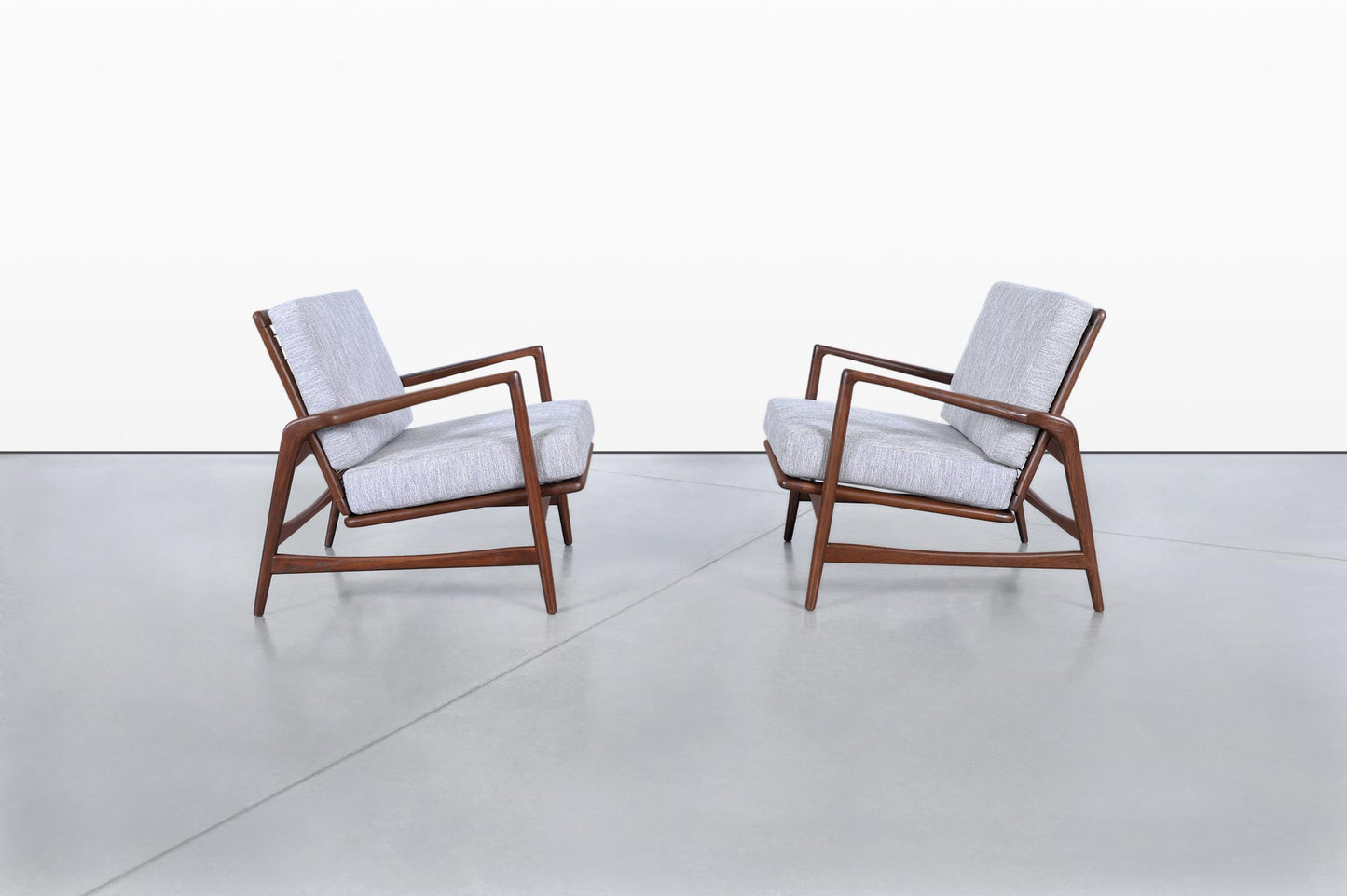 Mid-Century Walnut Reclining Lounge Chairs by Ib Kofod Larsen for Selig